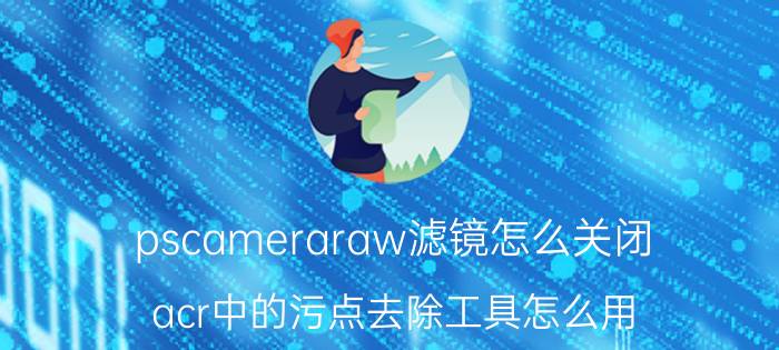 pscameraraw滤镜怎么关闭 acr中的污点去除工具怎么用？